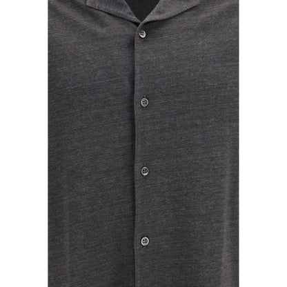 Brunello Cucinelli Gray Linen Shortsleeve Shirt