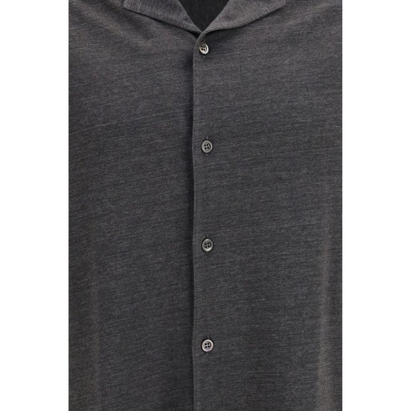 Brunello Cucinelli Gray Linen Shortsleeve Shirt
