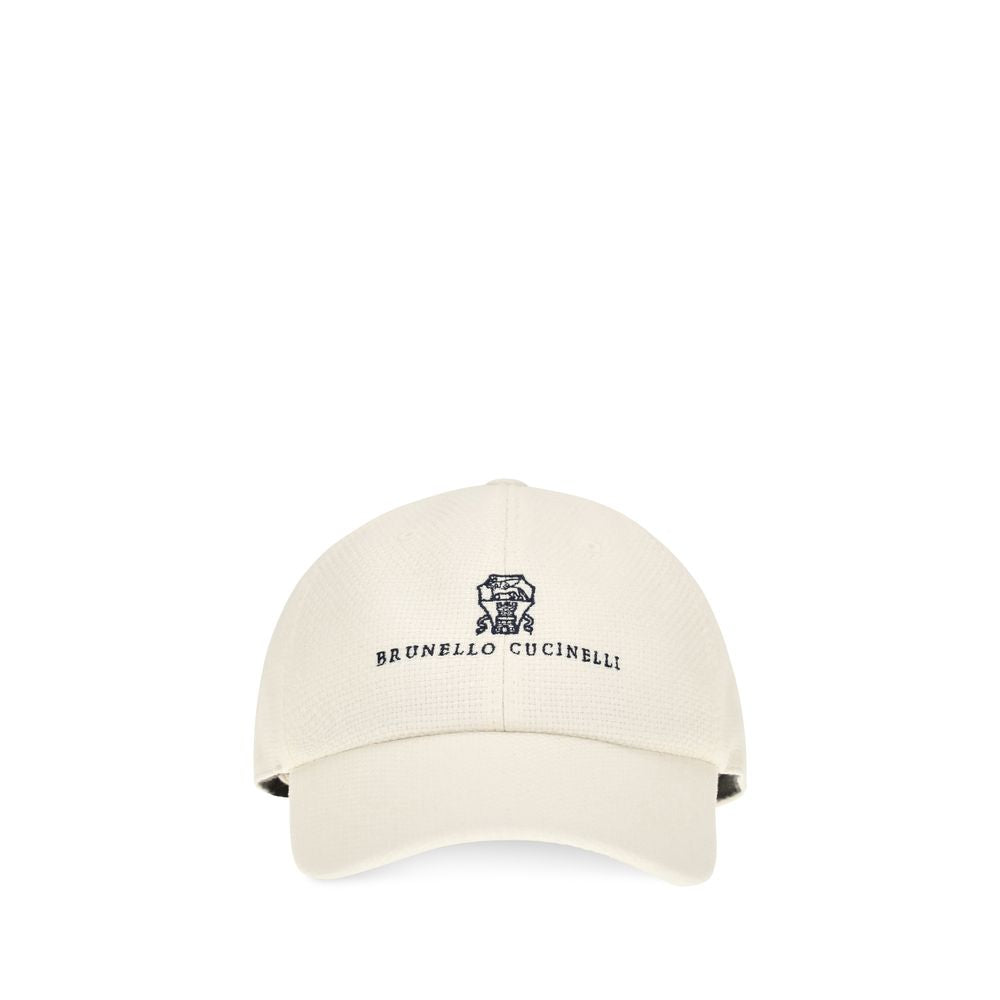 Brunello Cucinelli Casquette en soie blanche