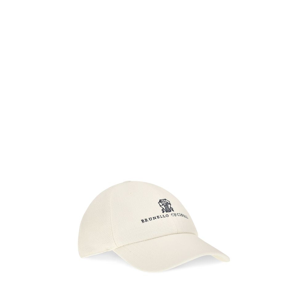 Brunello Cucinelli Casquette en soie blanche