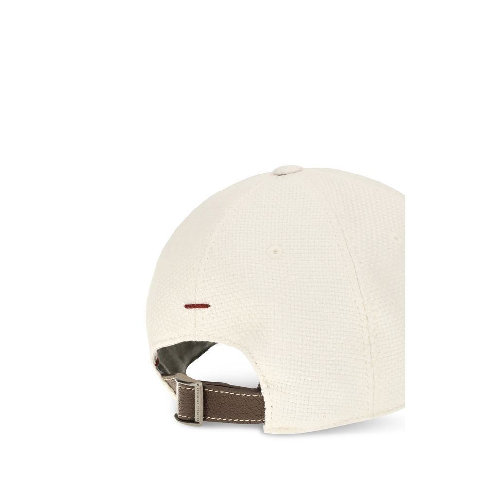 Brunello Cucinelli Casquette en soie blanche