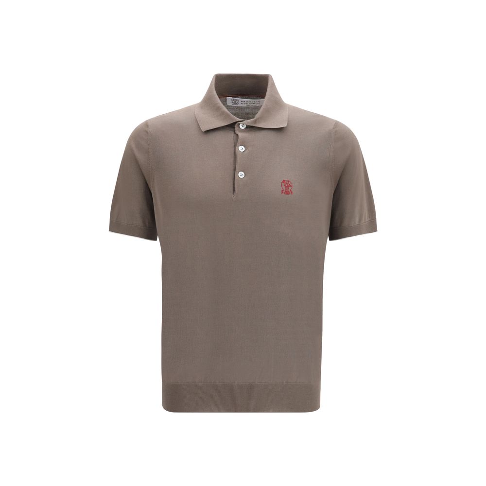 Polo Brunello Cucinelli en coton marron