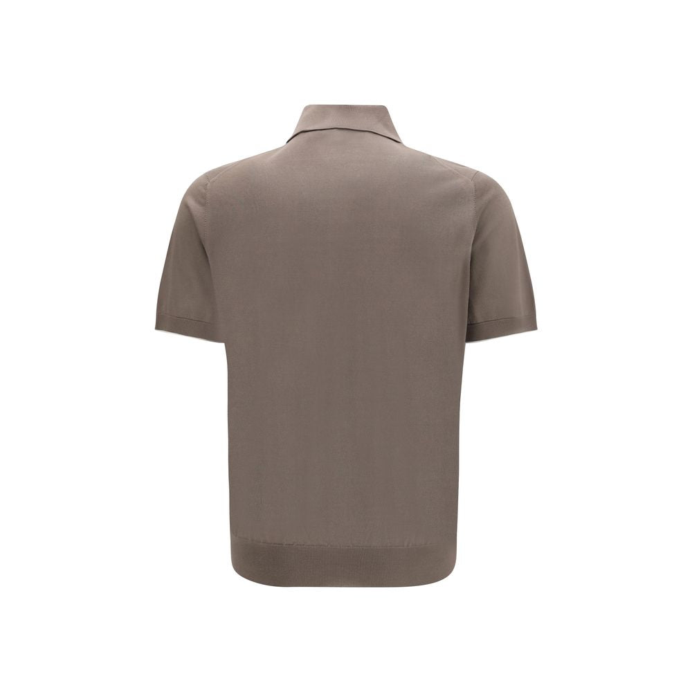 Polo Brunello Cucinelli en coton marron