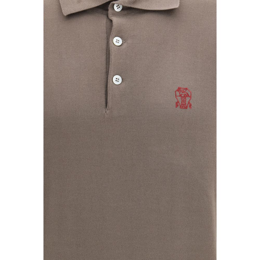 Polo Brunello Cucinelli en coton marron