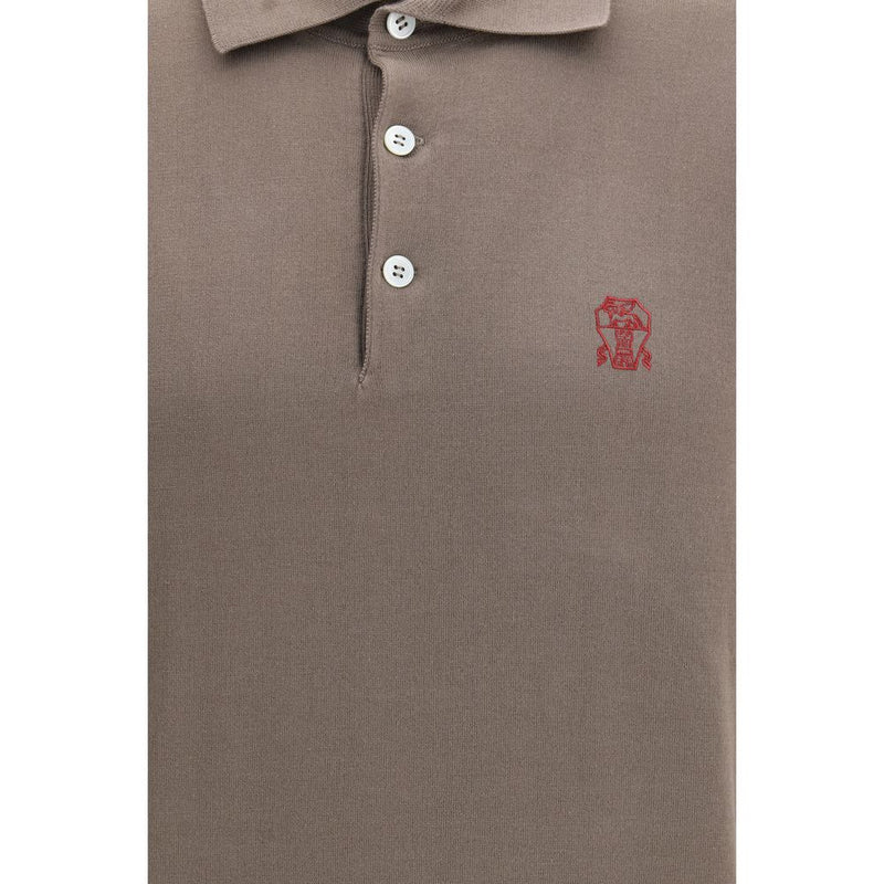 Brunello Cucinelli Brown Cotton Polo Shirt