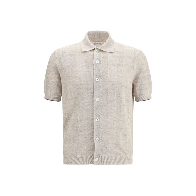Brunello Cucinelli Beige Cotton Polo Shirt