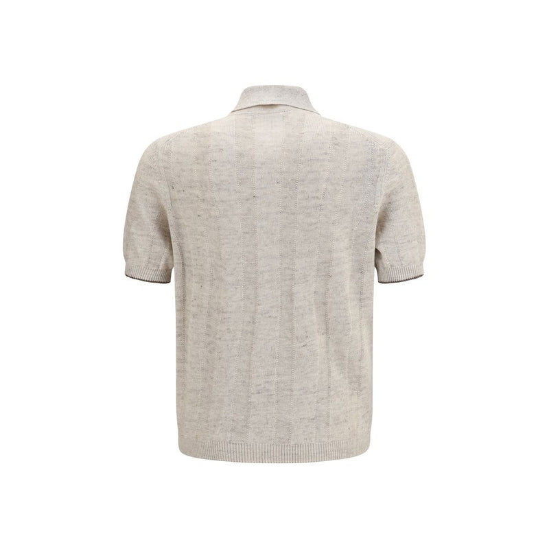 Brunello Cucinelli Beige Cotton Polo Shirt