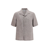Chemise Brunello Cucinelli grise à manches courtes en lin