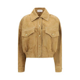 Bomber en cuir d'agneau beige Versace