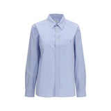 Chemise à motif en coton bleu Saint Laurent
