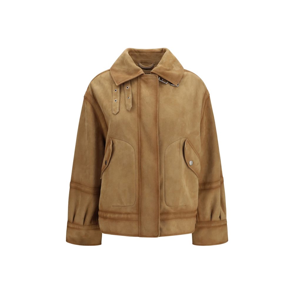 Blouson bombardier Ermanno Scervino en cuir marron