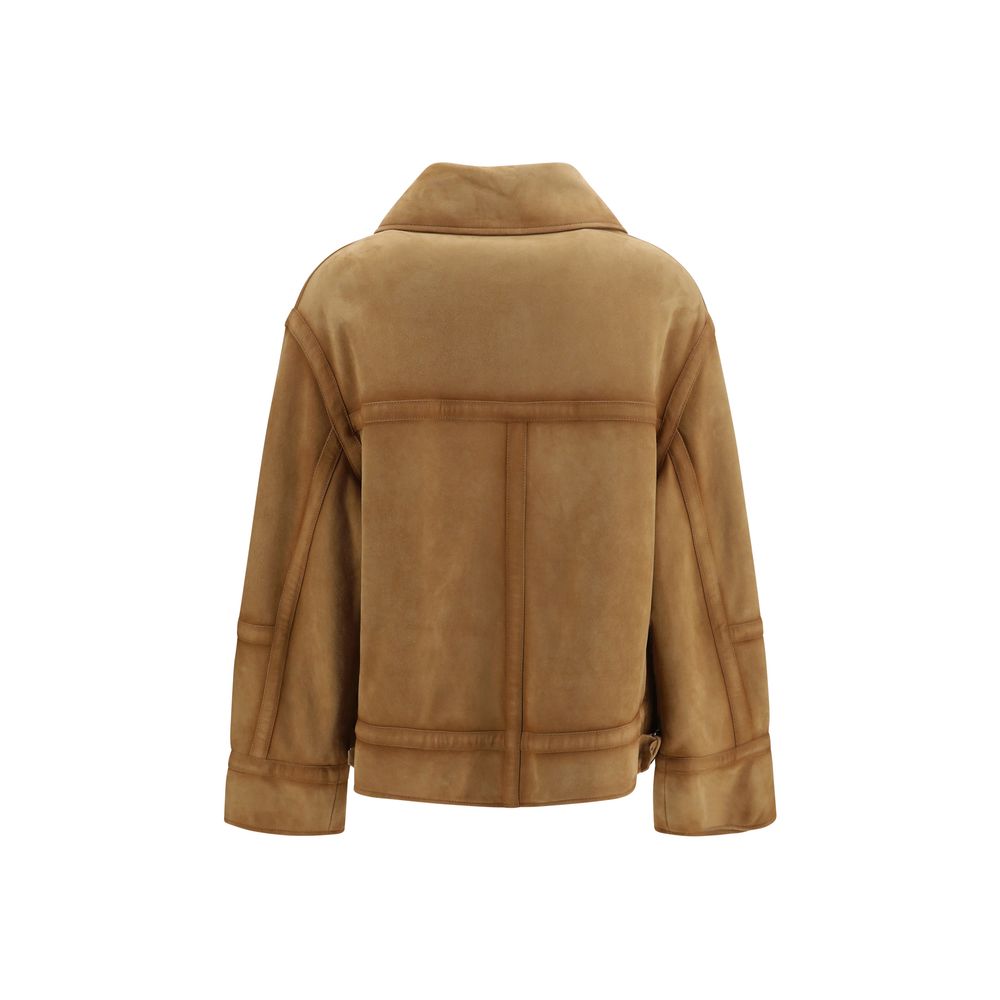 Blouson bombardier Ermanno Scervino en cuir marron