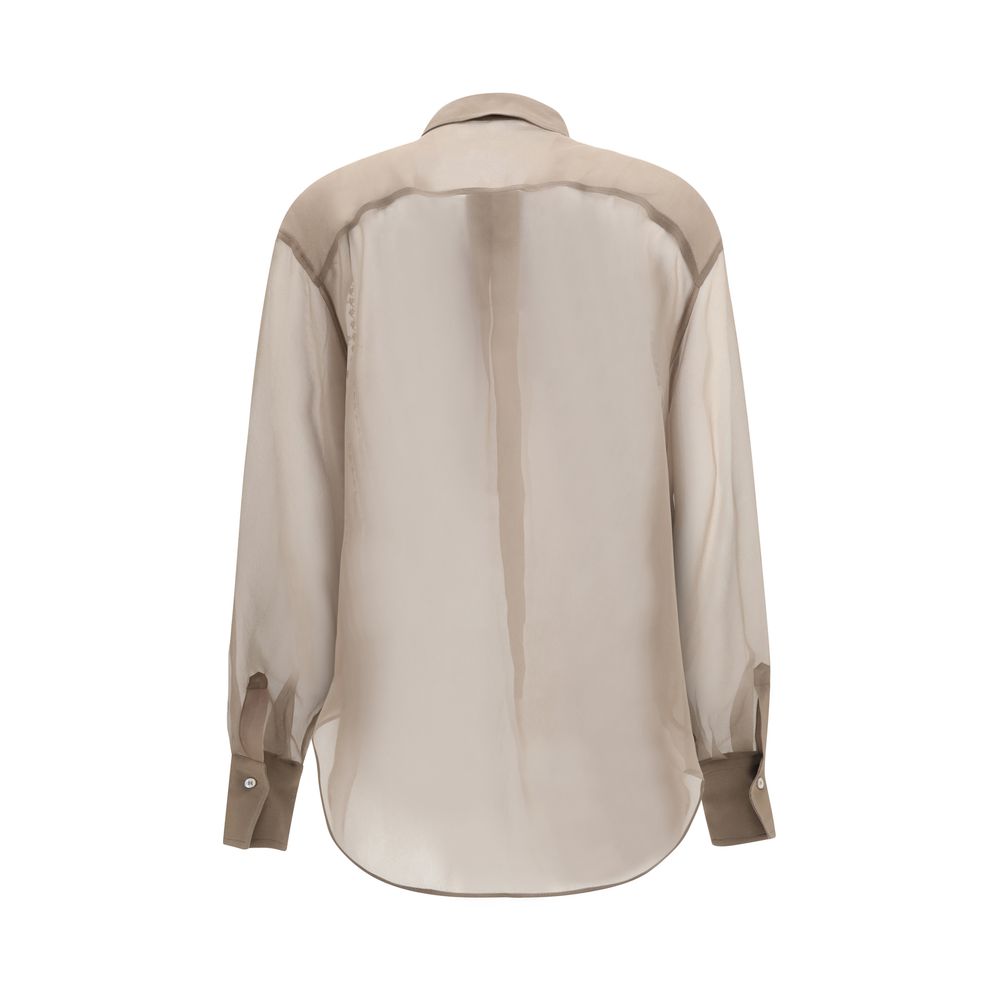 Chemise Brunello Cucinelli beige en soie à motif