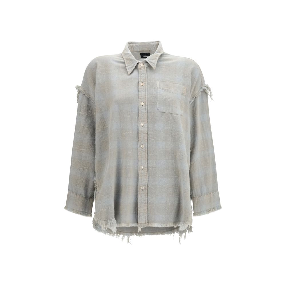 Chemise R13 en coton bleu à motifs