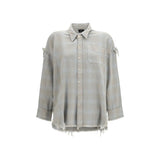 Chemise R13 en coton bleu à motifs