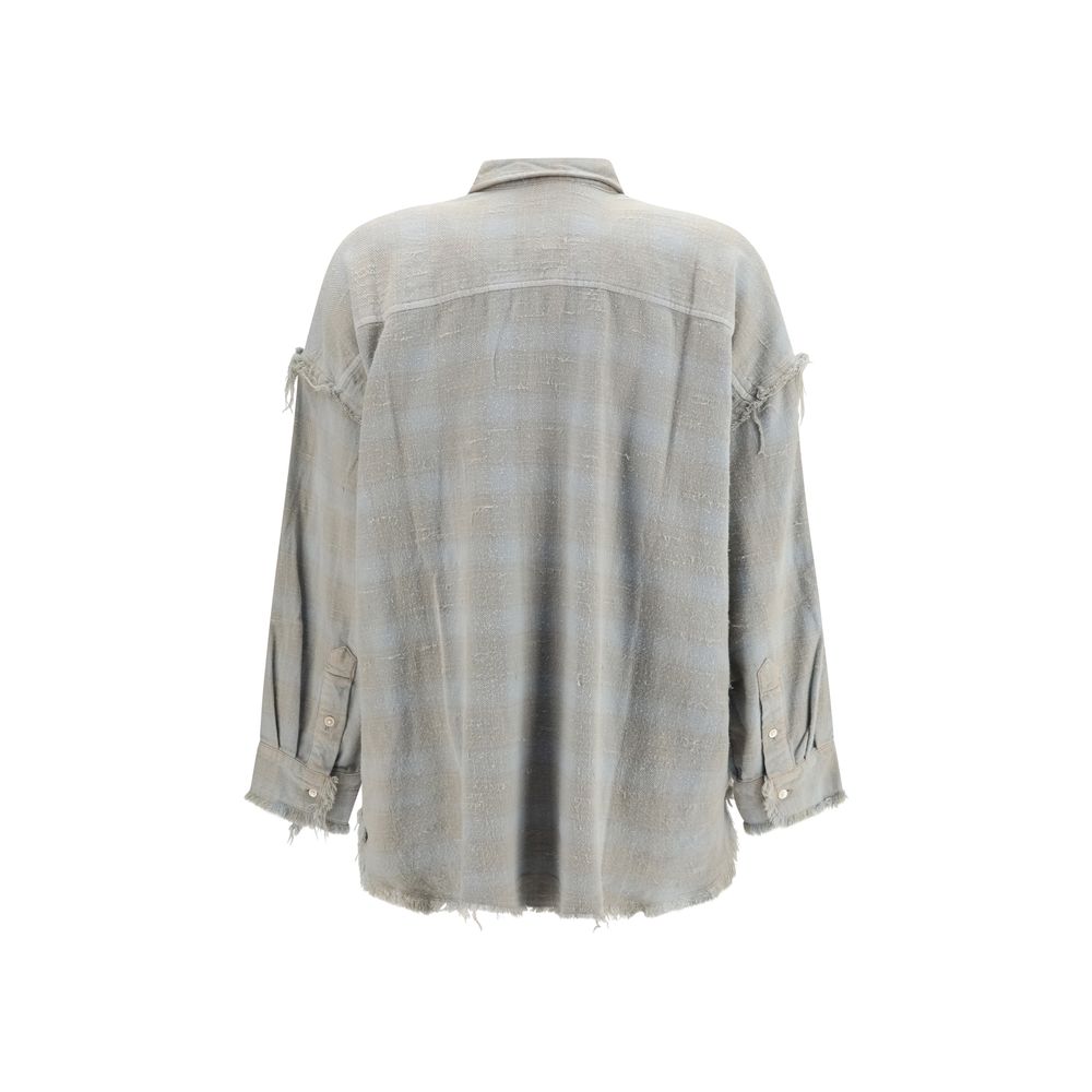 Chemise R13 en coton bleu à motifs