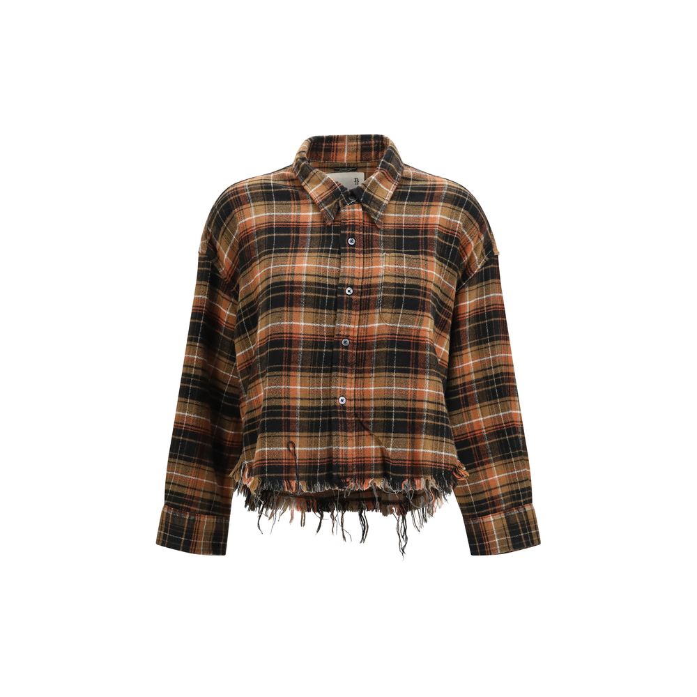 Chemise R13 en coton marron à motifs