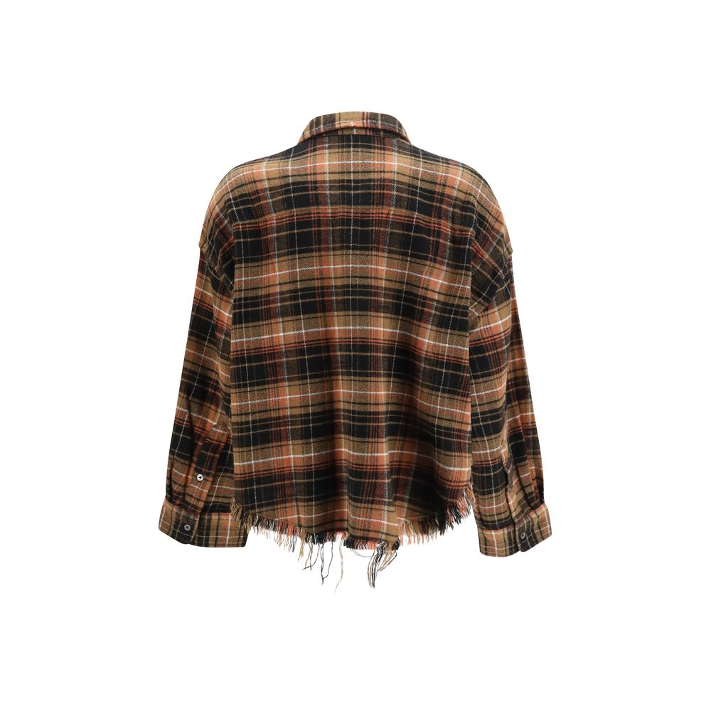 Chemise R13 en coton marron à motifs