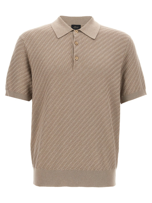 Brioni Beige Cotton Polo Shirt