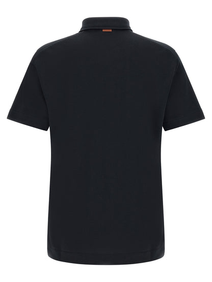 ZEGNA Blue Cotton Polo Shirt