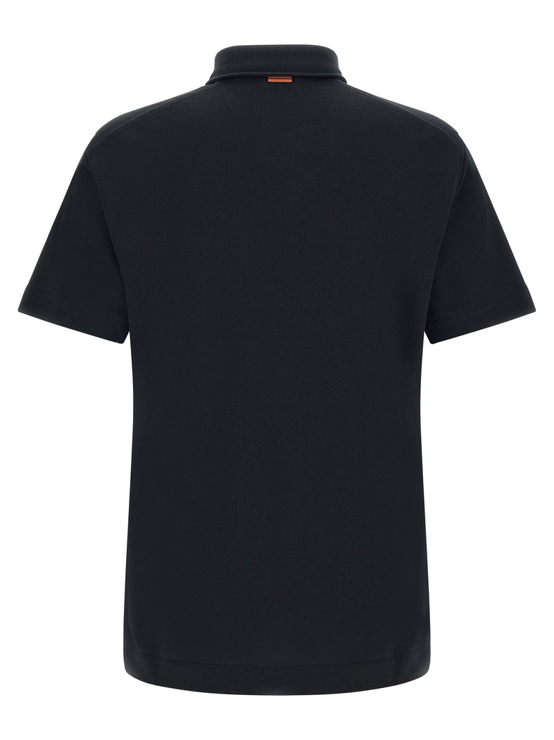 ZEGNA Blue Cotton Polo Shirt