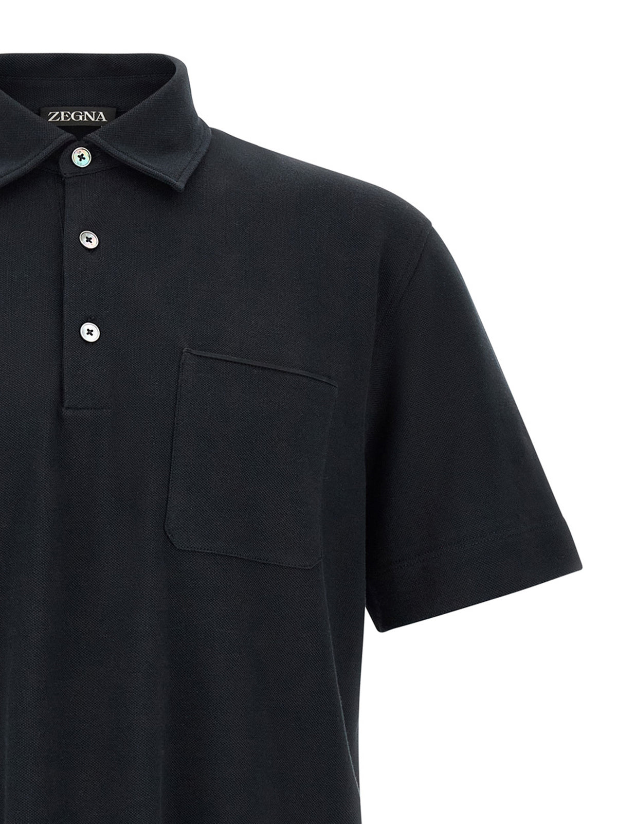 Polo ZEGNA en Coton Bleu