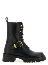 Bottes à lacets Versace en cuir de veau noir