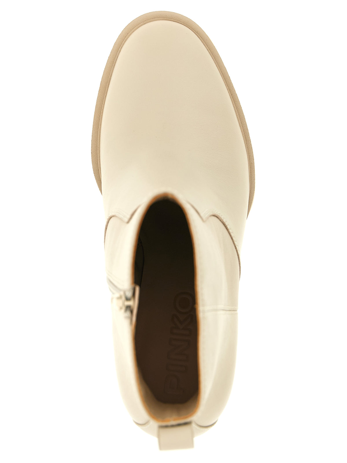 Bottes courtes en cuir de vachette blanc PINKO