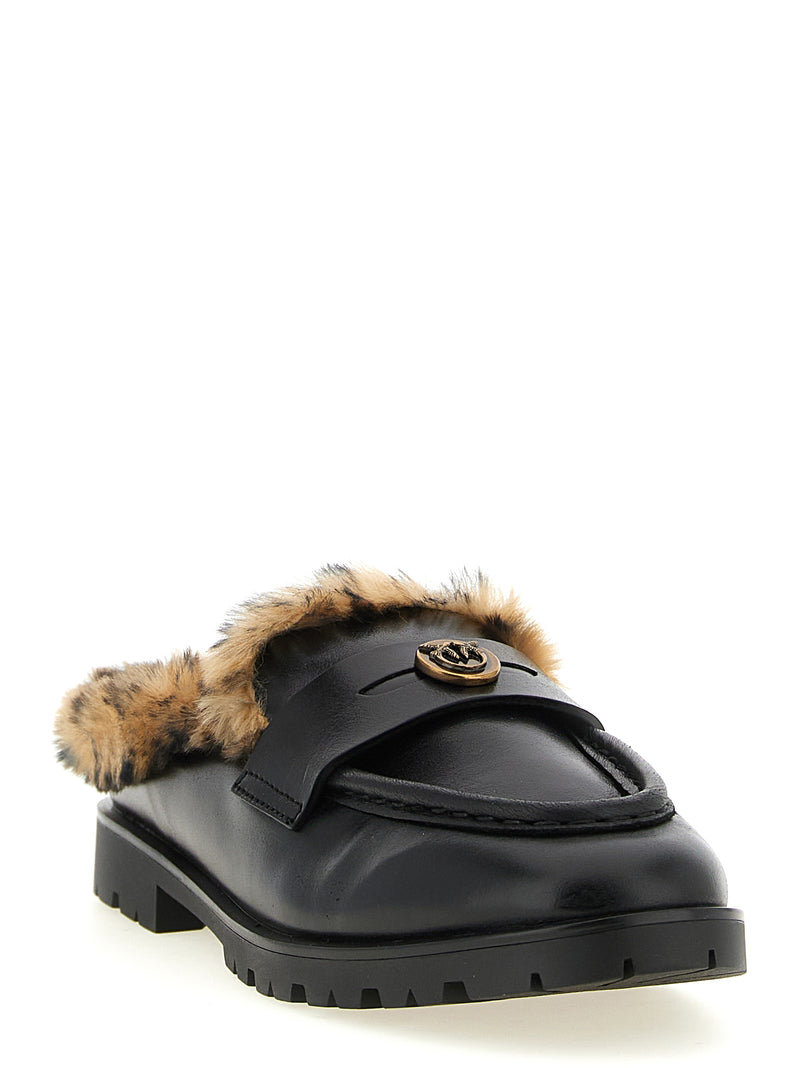 PINKO Black Cowhide Mules