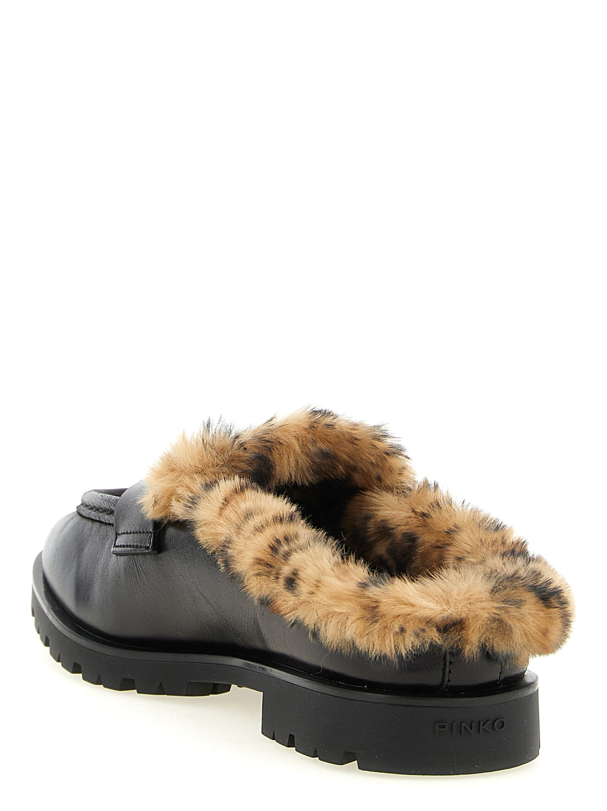 Mules en cuir de vachette noir PINKO