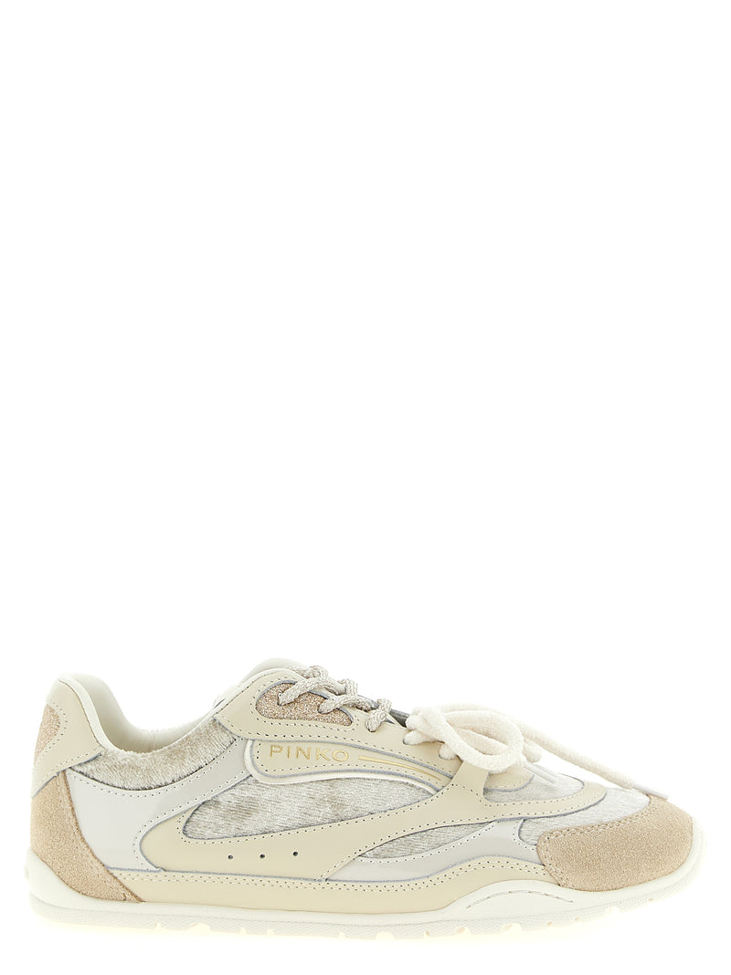 PINKO White Leather Low Top Sneakers