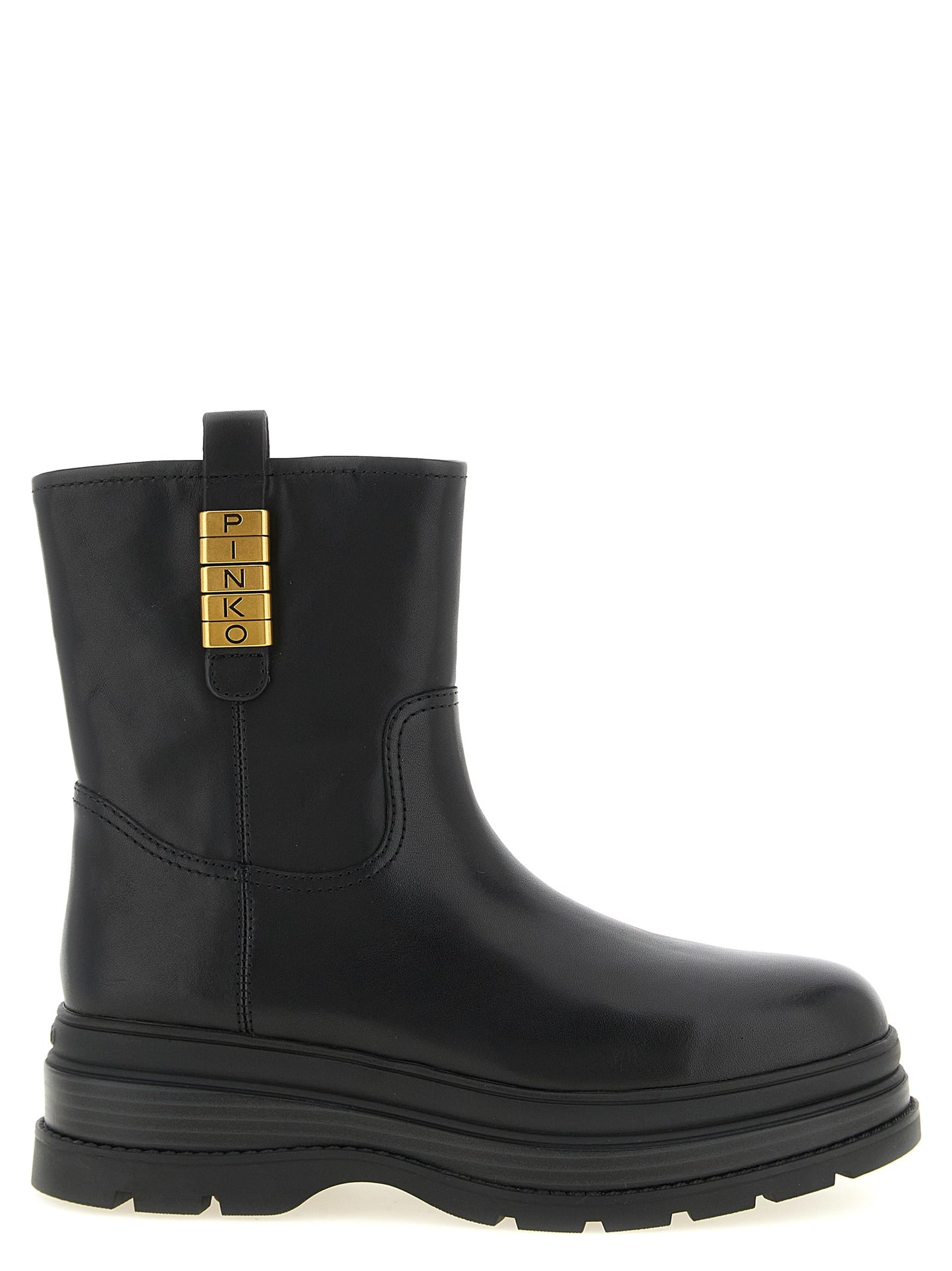PINKO Black Cowhide Ankle Boots