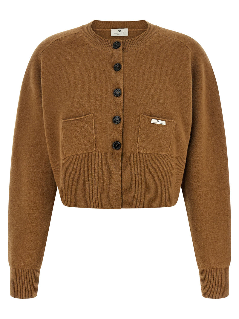 Elisabetta Franchi Brown Wool Cardigan