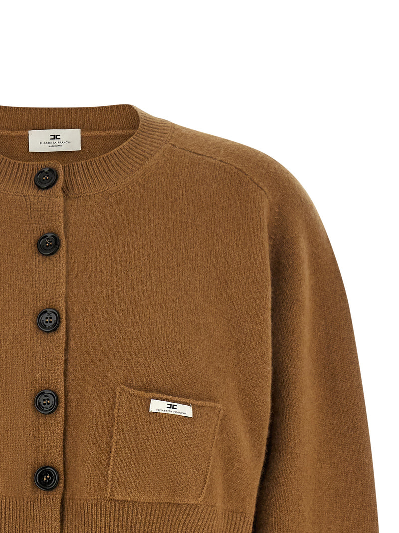 Elisabetta Franchi Brown Wool Cardigan