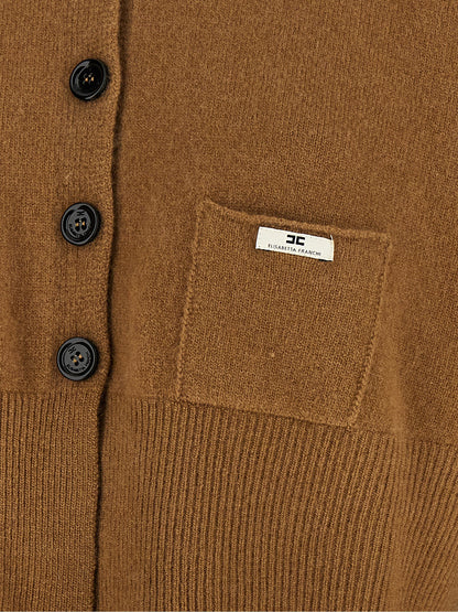 Elisabetta Franchi Brown Wool Cardigan