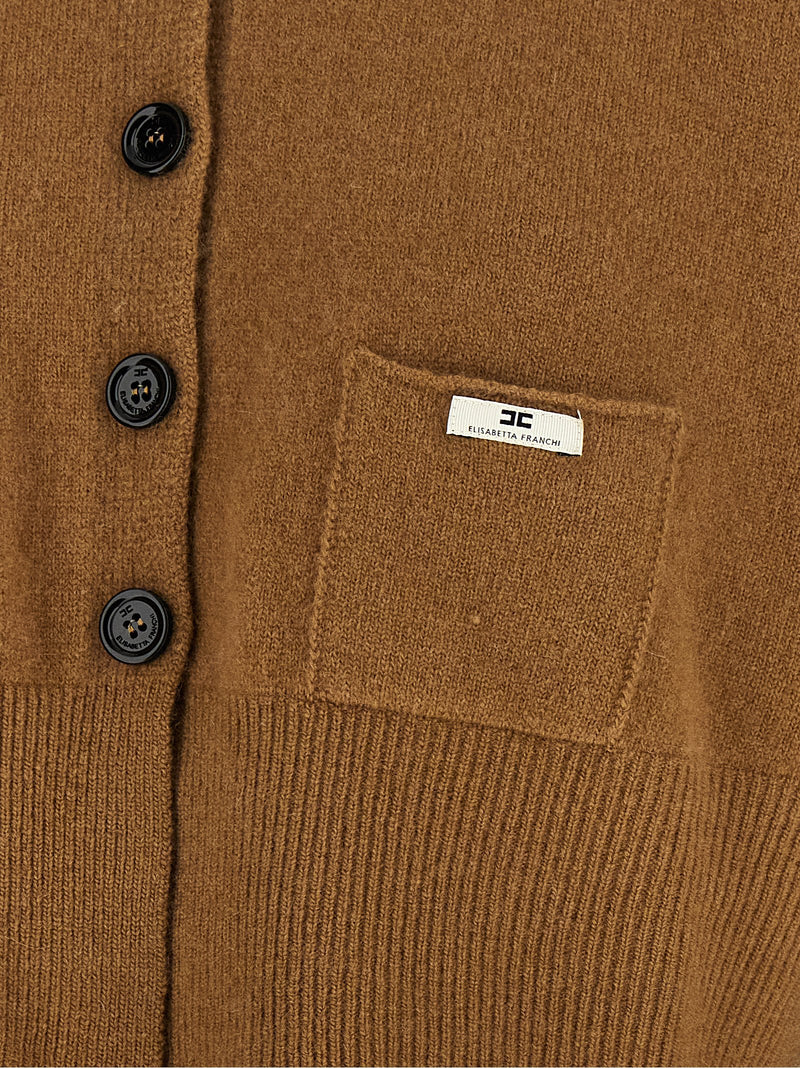 Elisabetta Franchi Brown Wool Cardigan