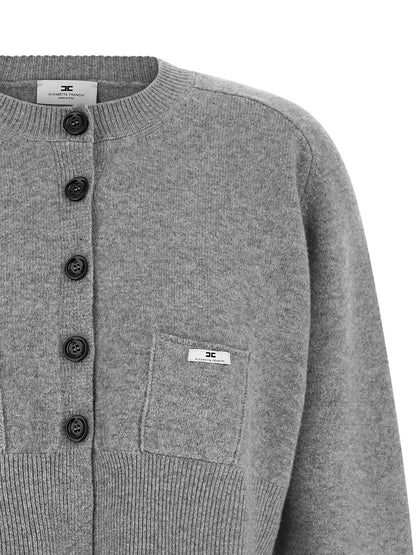 Elisabetta Franchi Gray Wool Cardigan