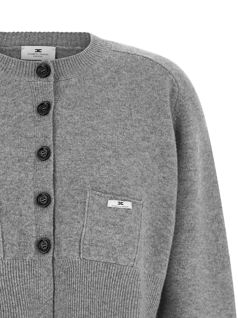 Elisabetta Franchi Gray Wool Cardigan