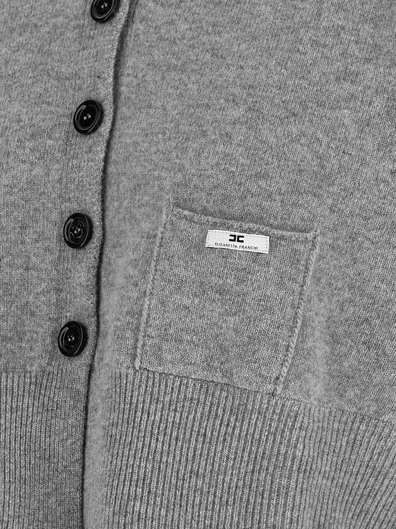 Elisabetta Franchi Gray Wool Cardigan