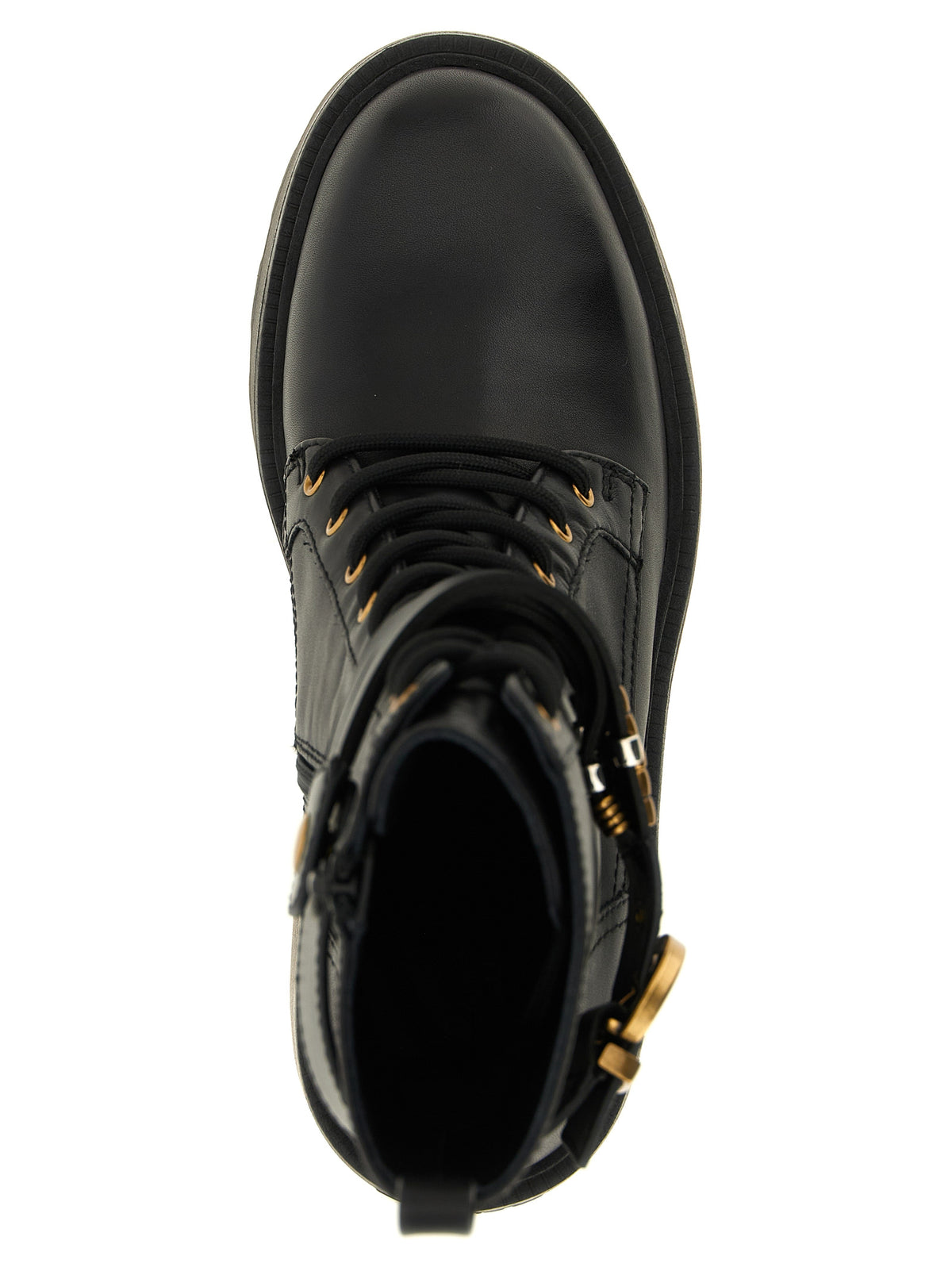 Bottes à lacets en cuir de vachette noir PINKO