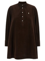 Robe courte Polo Ralph Lauren en coton marron
