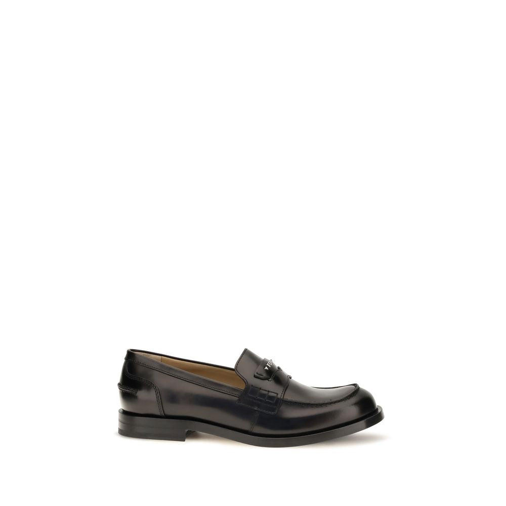 Mocassins à enfiler Fendi en cuir de veau noir Bos Taurus
