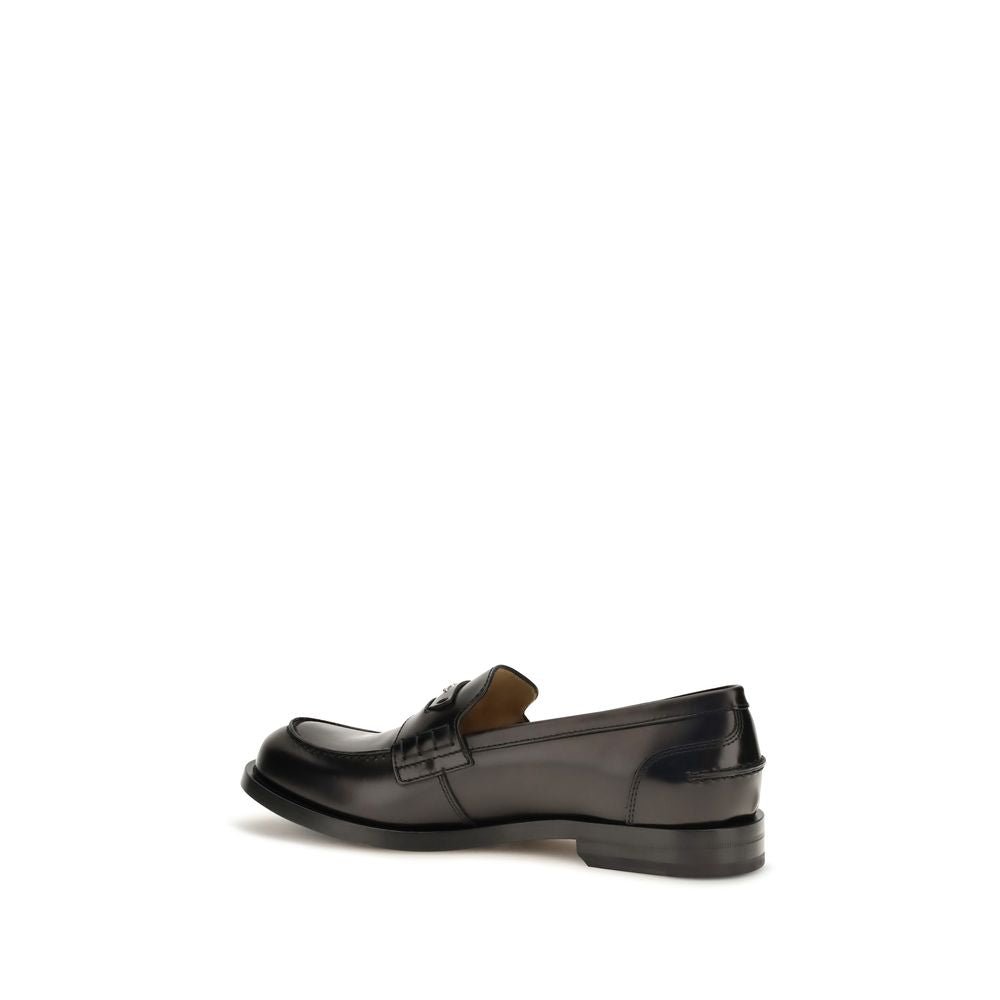 Mocassins à enfiler Fendi en cuir de veau noir Bos Taurus