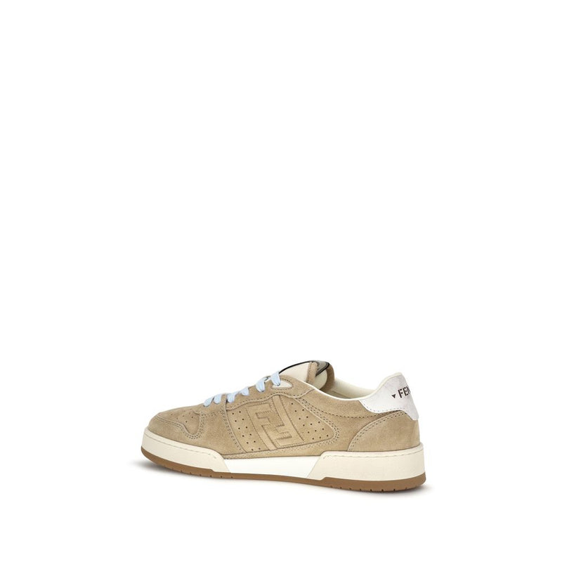 Fendi Beige Suede Leather Sneakers