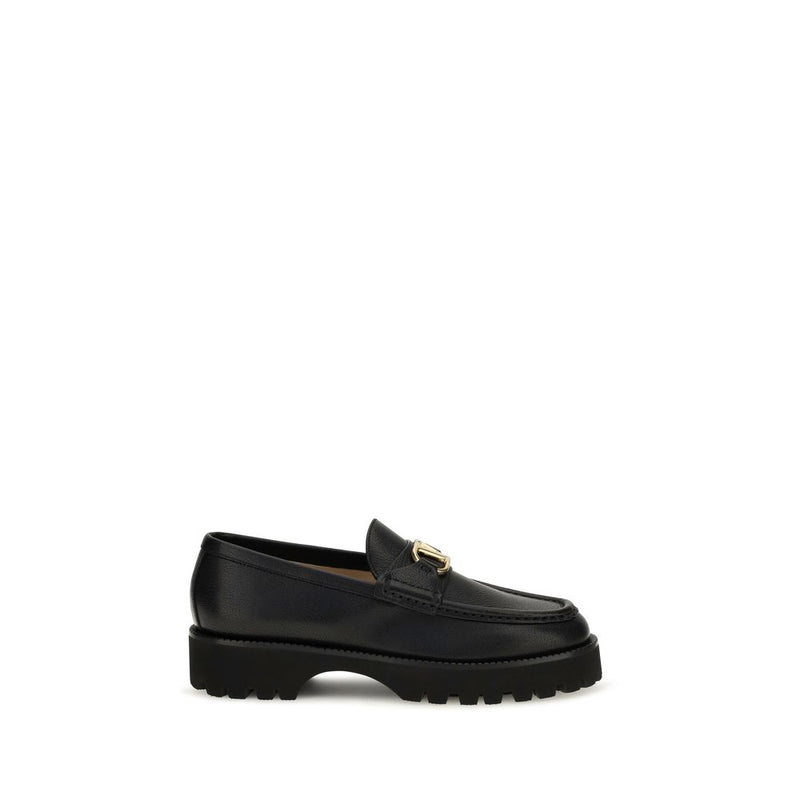 Valentino Garavani Black Calf Leather Bos Taurus Platform Loafers