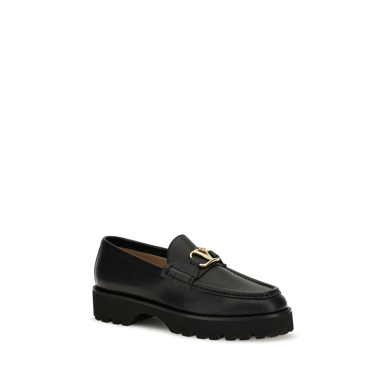 Valentino Garavani Black Calf Leather Bos Taurus Platform Loafers