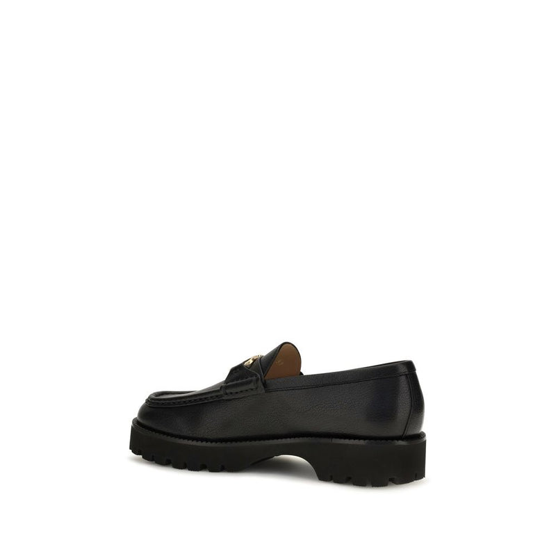 Valentino Garavani Black Calf Leather Bos Taurus Platform Loafers