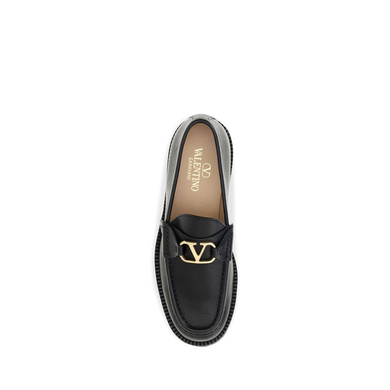 Valentino Garavani Black Calf Leather Bos Taurus Platform Loafers