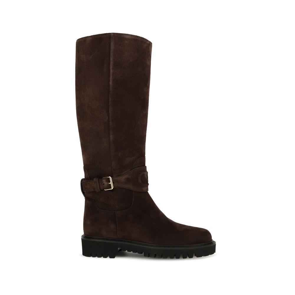Bottes en cuir suédé marron Valentino Garavani