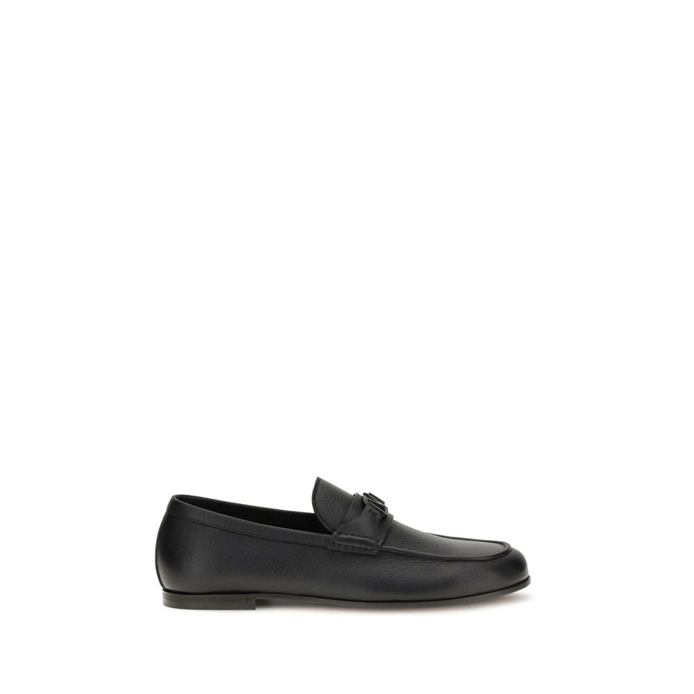 Mocassins à enfiler en cuir de cerf noir Valentino Garavani
